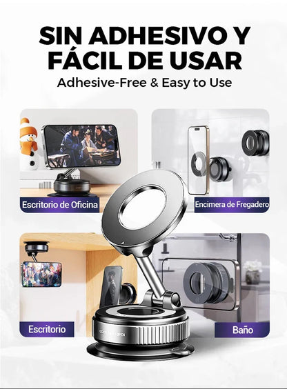 Soporte Magnético 360° con Ventosa – Fijación Súper Segura para Móvil