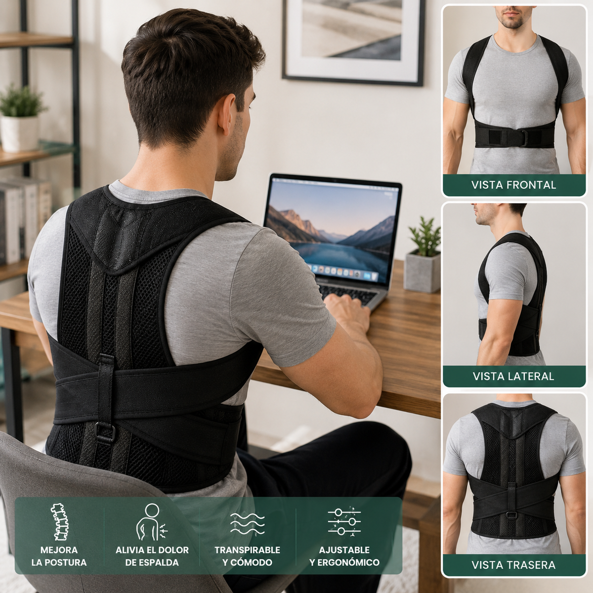 ErgoPost™ | Corrector de Postura con Faja Lumbar + Envio Gratis + Regalo