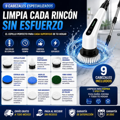 Cepillo Eléctrico Recargable 9 en 1 para Limpieza Profunda