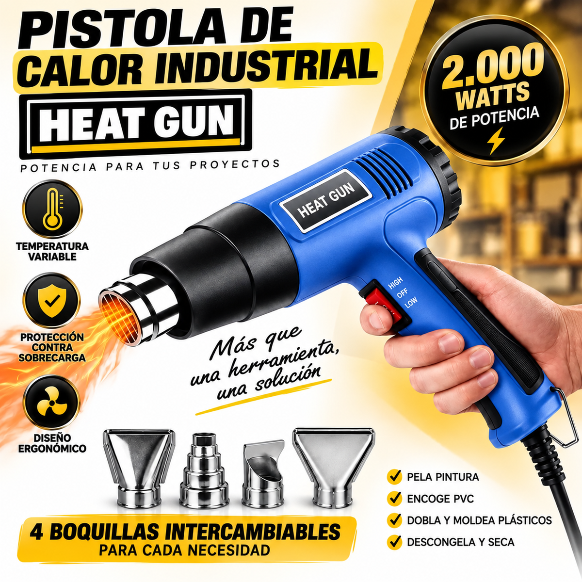 Pistola Soplador de Calor Industrial + ENVIO GRATIS + REGALO