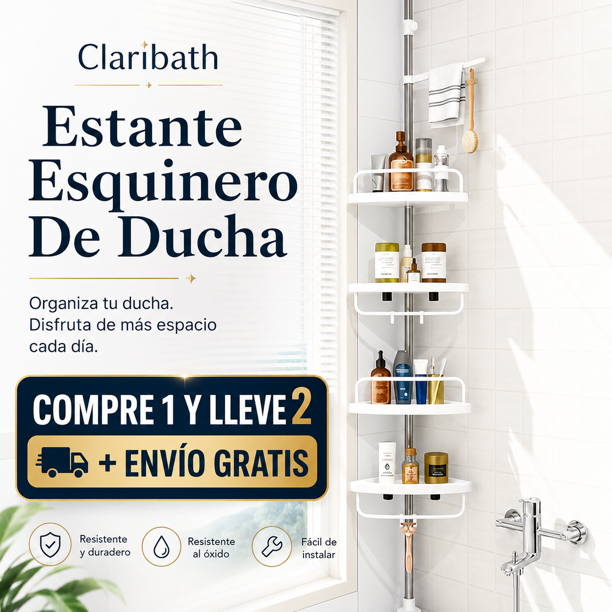 🔥COMPRE 1 Y LLÉVESE 2🔥Claribath Estante Esquinero De Ducha + envio gratis