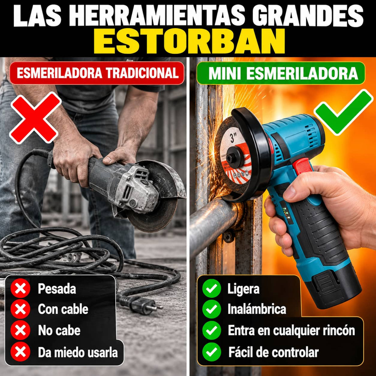 Mini Esmeriladora GrindMax Pro™ | Corta Sin Cables, Donde Sea
