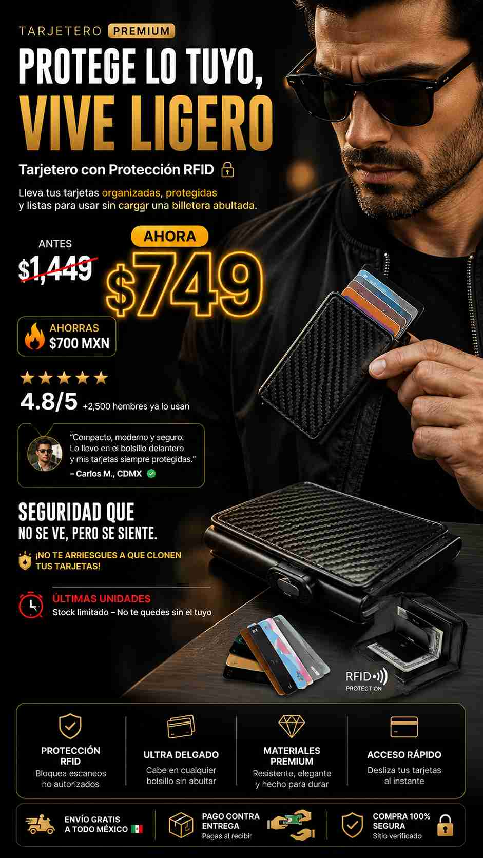 Cartera Aluminio Proteccion RFID + ENVIO GRATIS + REGALO