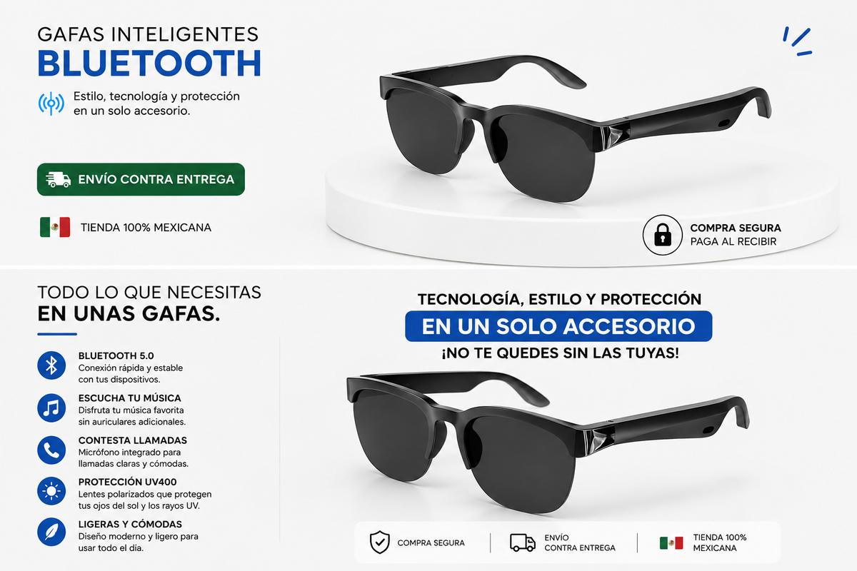 Gafas Inteligentes Con Bluetooth Tecnologia Y Estilo En Un Solo Equipo + ENVIO GRATIS + REGALO