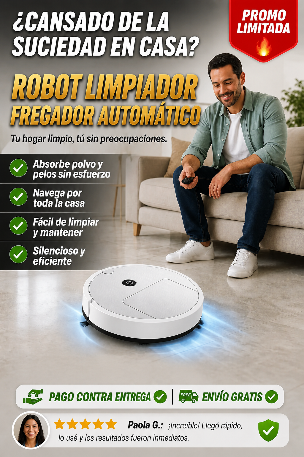 Robot Limpiador Fregador Automático - Entrega Inmediata + Entrega Gratis + Regalo