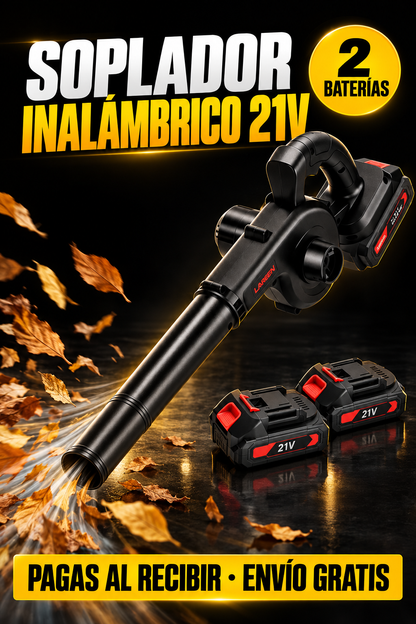 SoplaMax 21V | Soplador Inalámbrico con 2 Baterías + Envío Gratis + Regalo