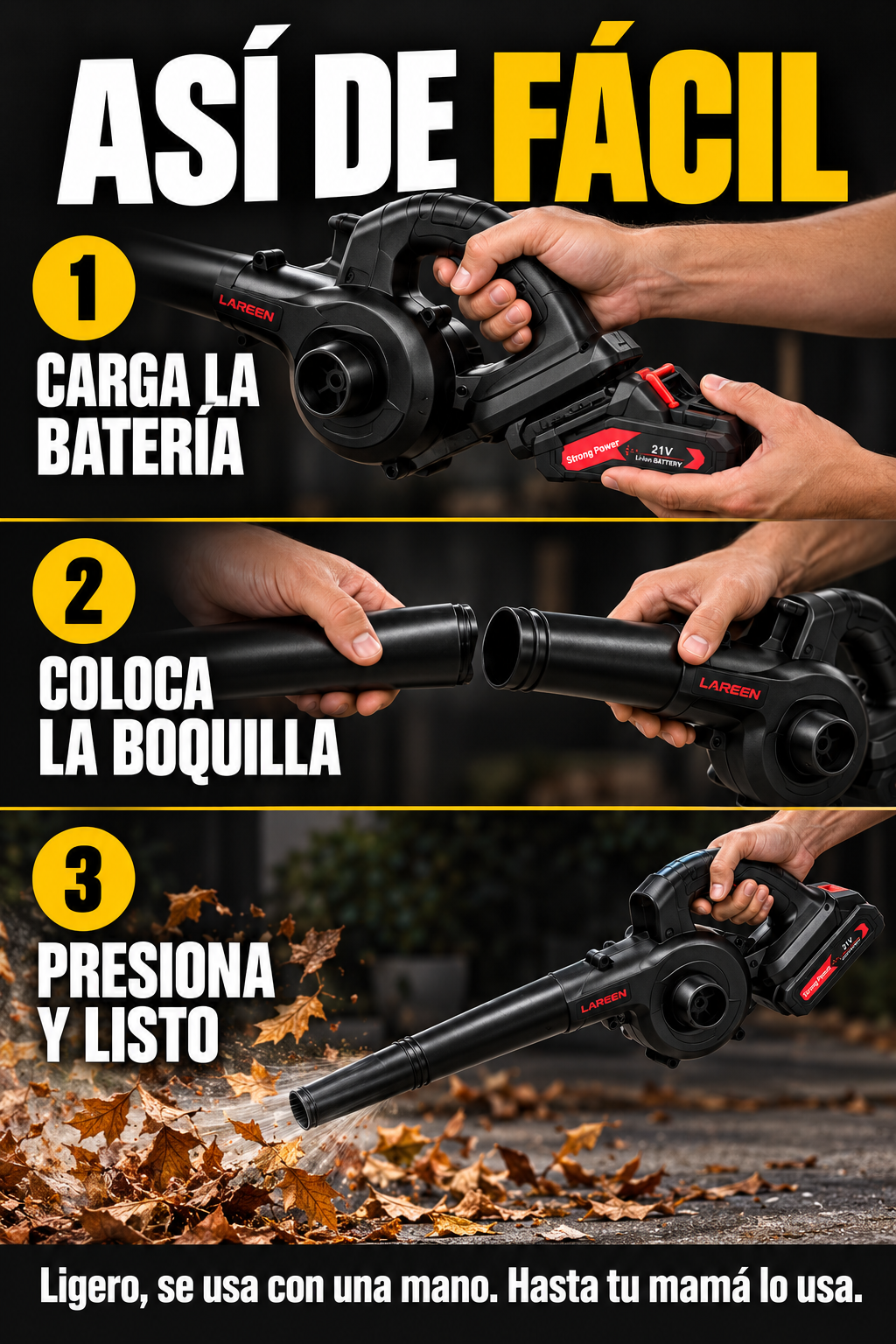 SoplaMax 21V | Soplador Inalámbrico con 2 Baterías + Envío Gratis + Regalo