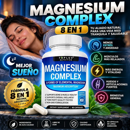 Suplemento Magnesio Complex Toplux 8 en 1 | 90 Cp