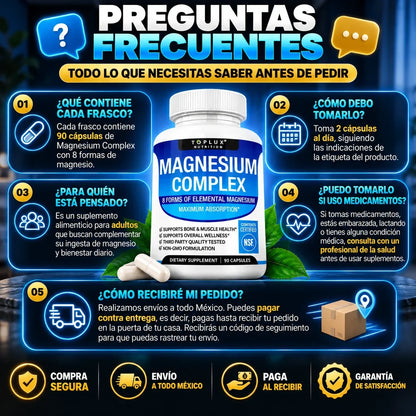 Suplemento Magnesio Complex Toplux 8 en 1 | 90 Cp