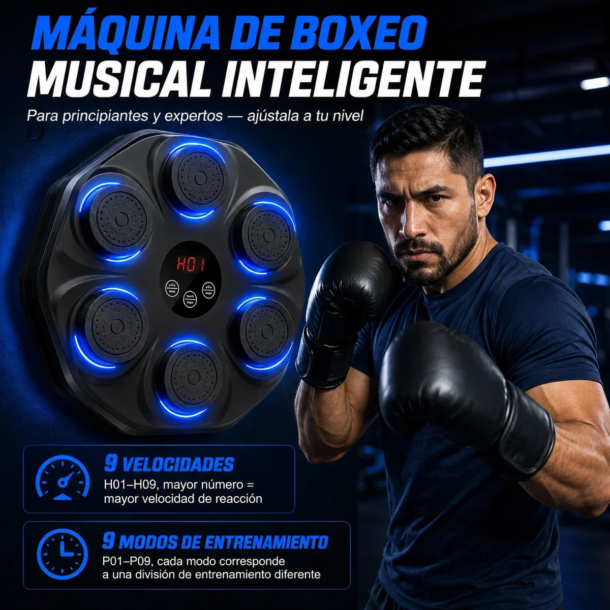 Máquina de Golpeo Interactiva con Música 🥊🔊 | Entrenador de Box para Casa con Luces y Ritmo + Envio Gratis + Regalo