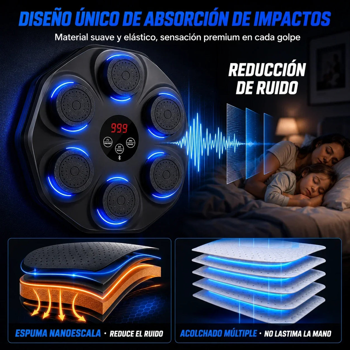 Máquina de Golpeo Interactiva con Música 🥊🔊 | Entrenador de Box para Casa con Luces y Ritmo + Envio Gratis + Regalo