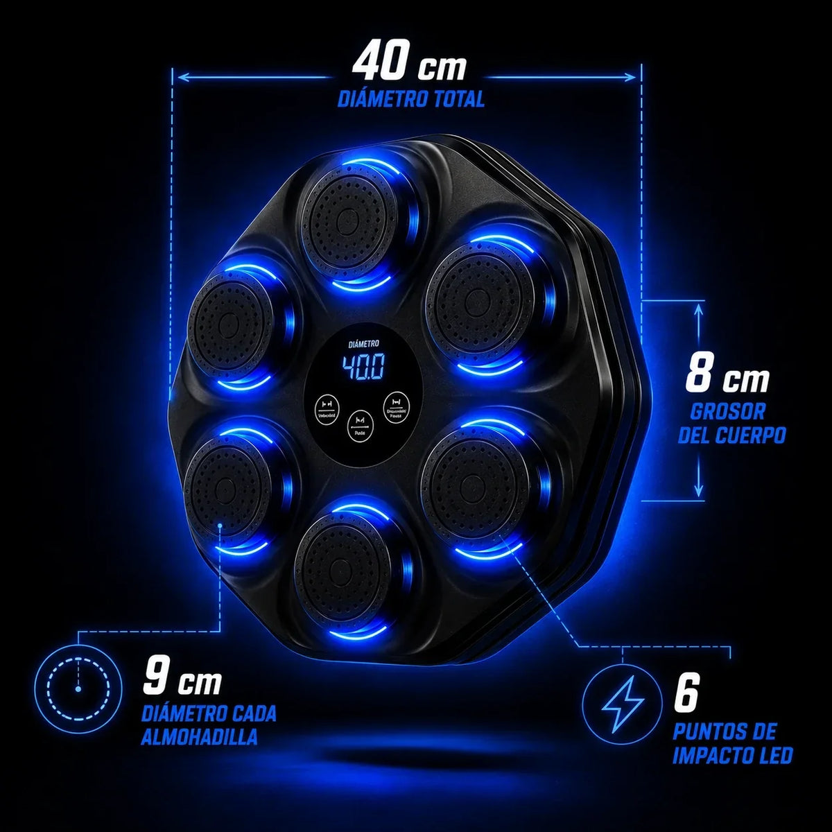 Máquina de Golpeo Interactiva con Música 🥊🔊 | Entrenador de Box para Casa con Luces y Ritmo + Envio Gratis + Regalo
