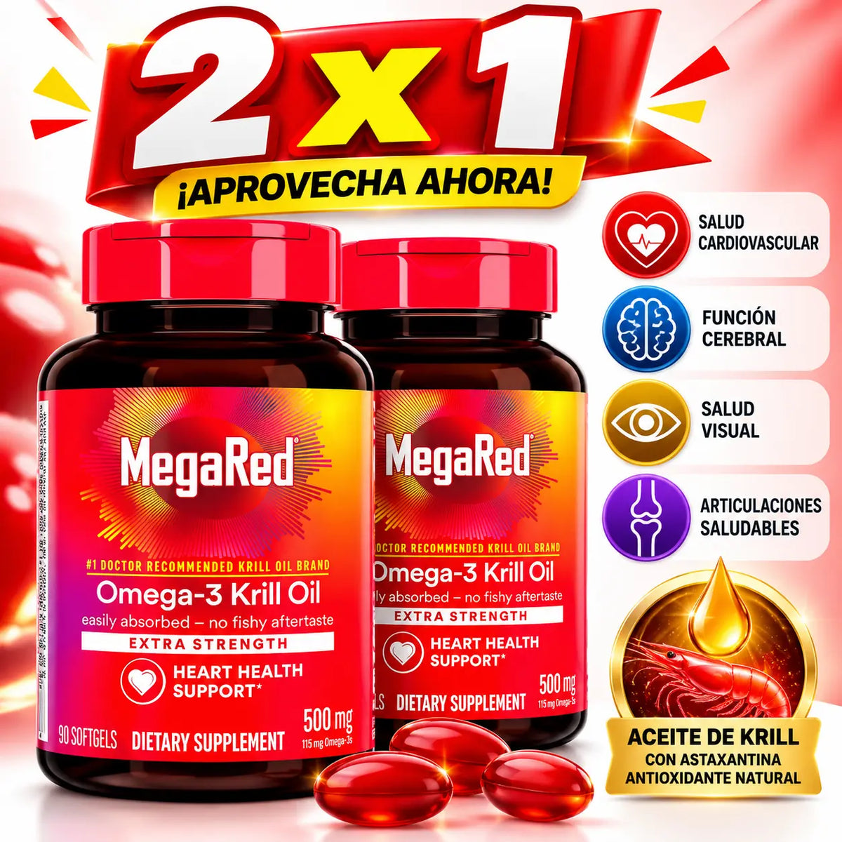 Suplemento MegaRed Omega 3 2x1