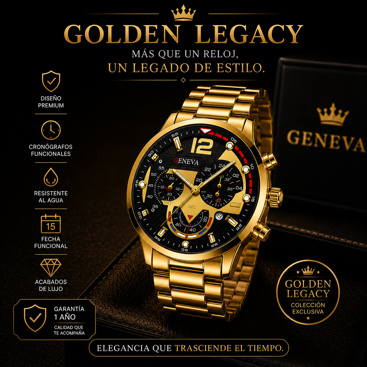 Reloj Golden Geneva + ENVIO GRATIS + REGALO