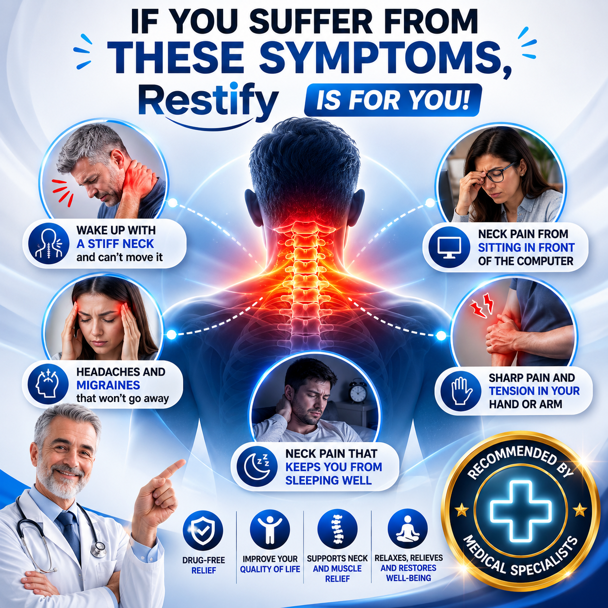 Restify Pro™ - Massage, Electrical Stimulation, and Therapeutic Heat