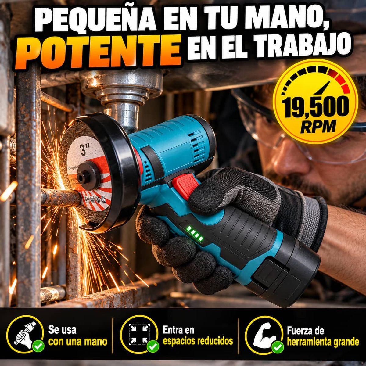 Mini Esmeriladora GrindMax Pro™ | Corta Sin Cables, Donde Sea