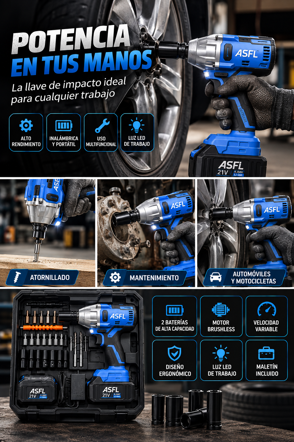 PowerImpact™ New | Llave De Impacto 600nm - Potencia Real, Versatilidad Total 🔧