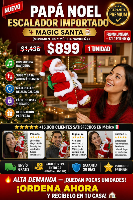 Papá Noel Escalador Musical Movimientos Navidad Importado