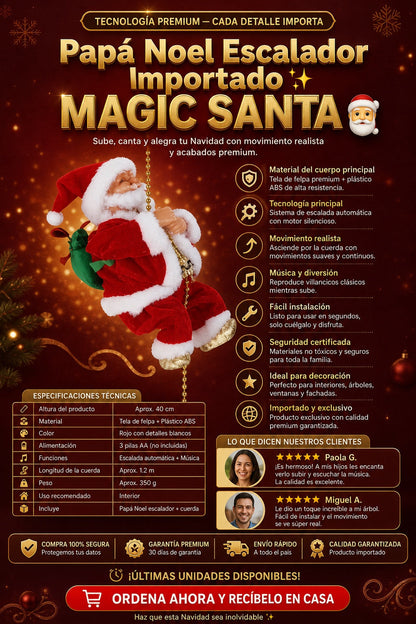 Papá Noel Escalador Musical Movimientos Navidad Importado