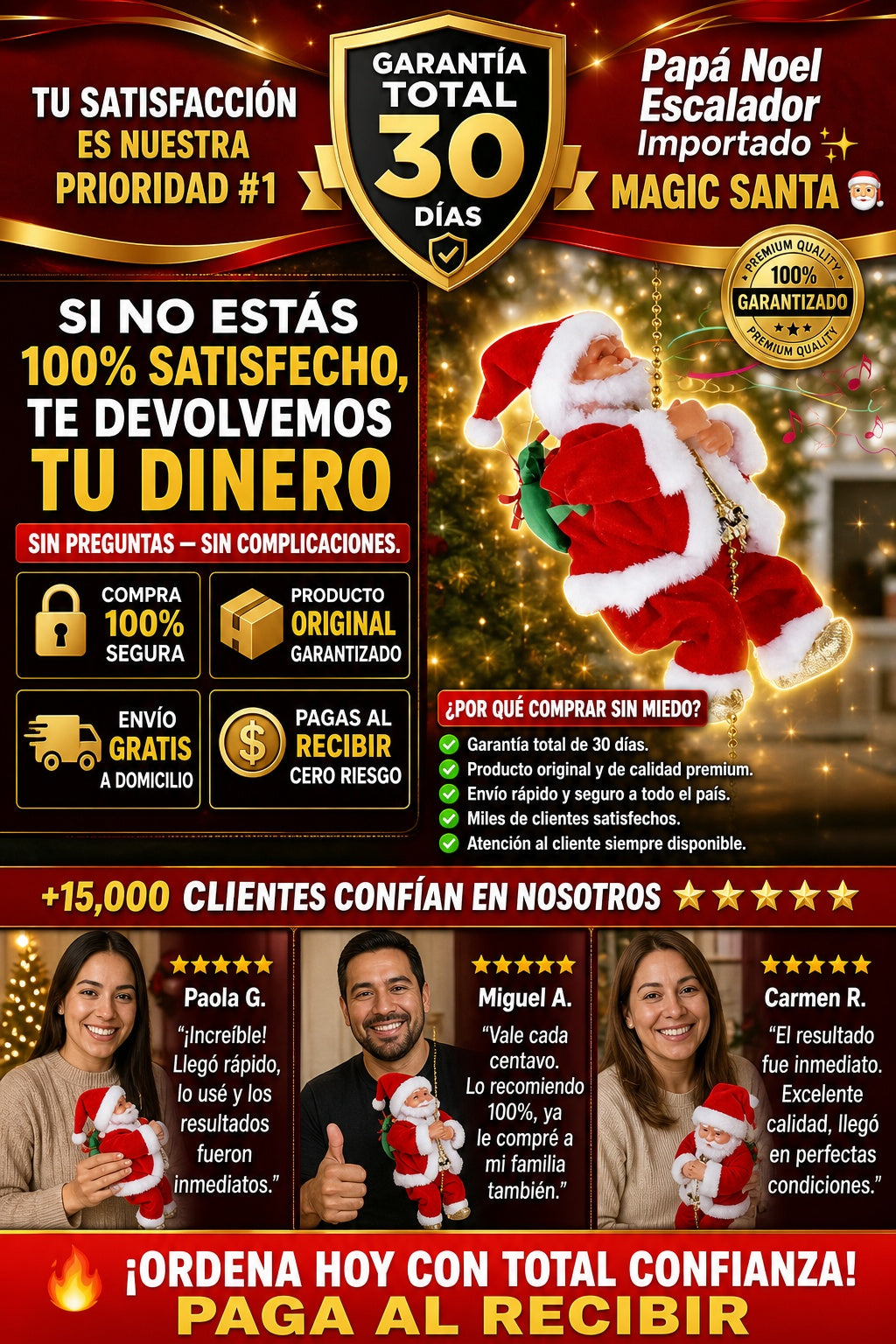 Papá Noel Escalador Musical Movimientos Navidad Importado