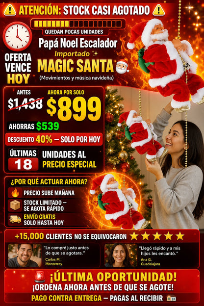 Papá Noel Escalador Musical Movimientos Navidad Importado